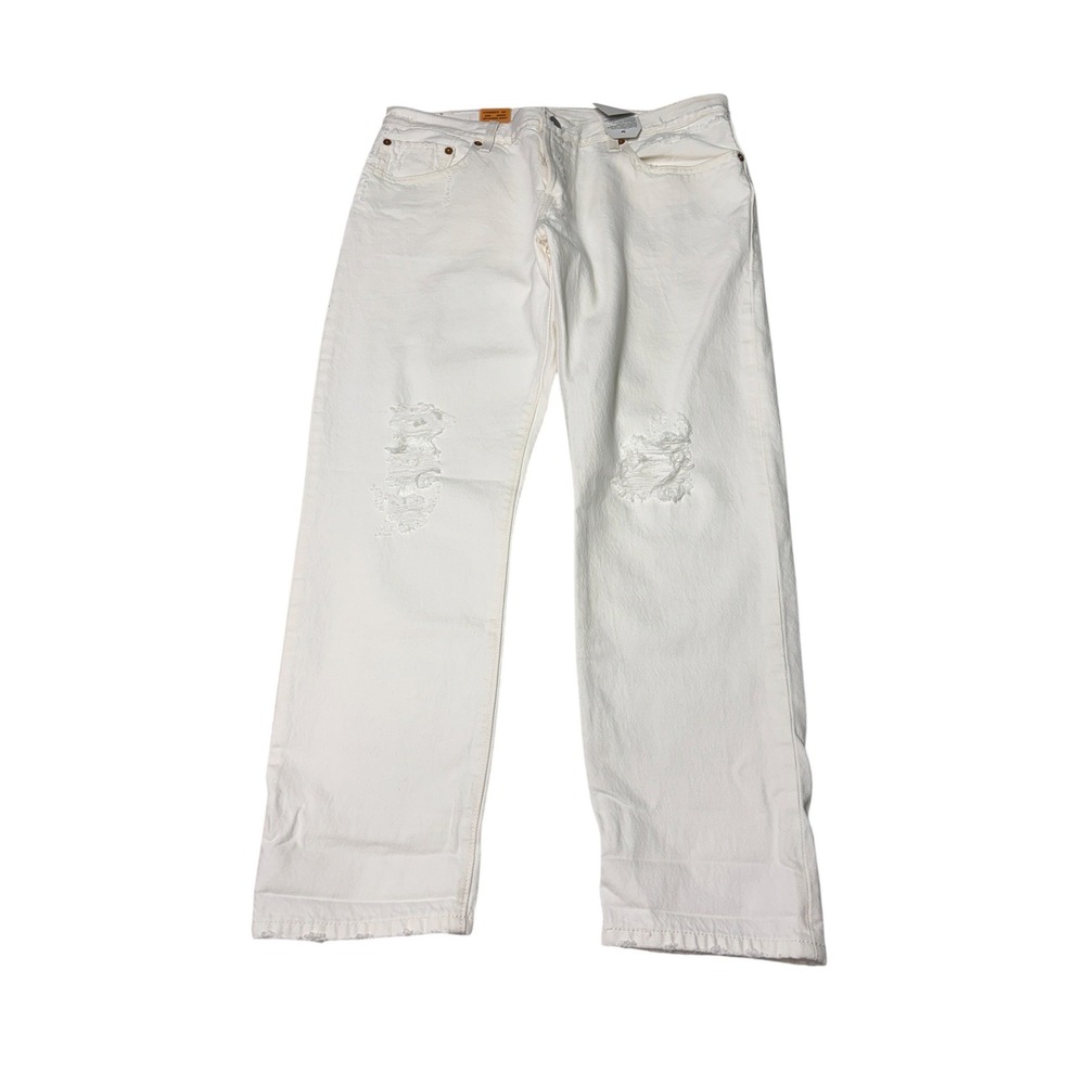 NWT Levis 501 CT Custom Tapered White Distressed Jeans W30 L28 Mens 17804-0028